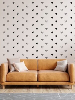 90 Heart Shaped Stickers Line Art For Wall Decoration | Heart Patterns | 1.9inch each